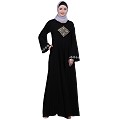 Emirates Umbrella abaya with embroidery work-Black